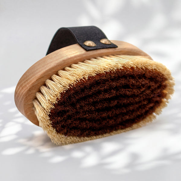 Brosse de monastère / Brosse sèche ionique, bronze et tampico, ferme, végane