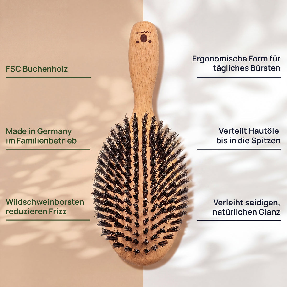 Hair Brush, Boar Bristles, Large, Medium-Firm